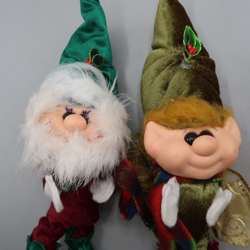 2 K&K Artistry Gnomin Originals Christmas Holly Elf Gnome Holiday Figure